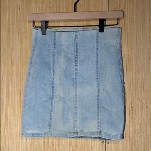 Garage Light Blue Paneled Denim Mini Skirt